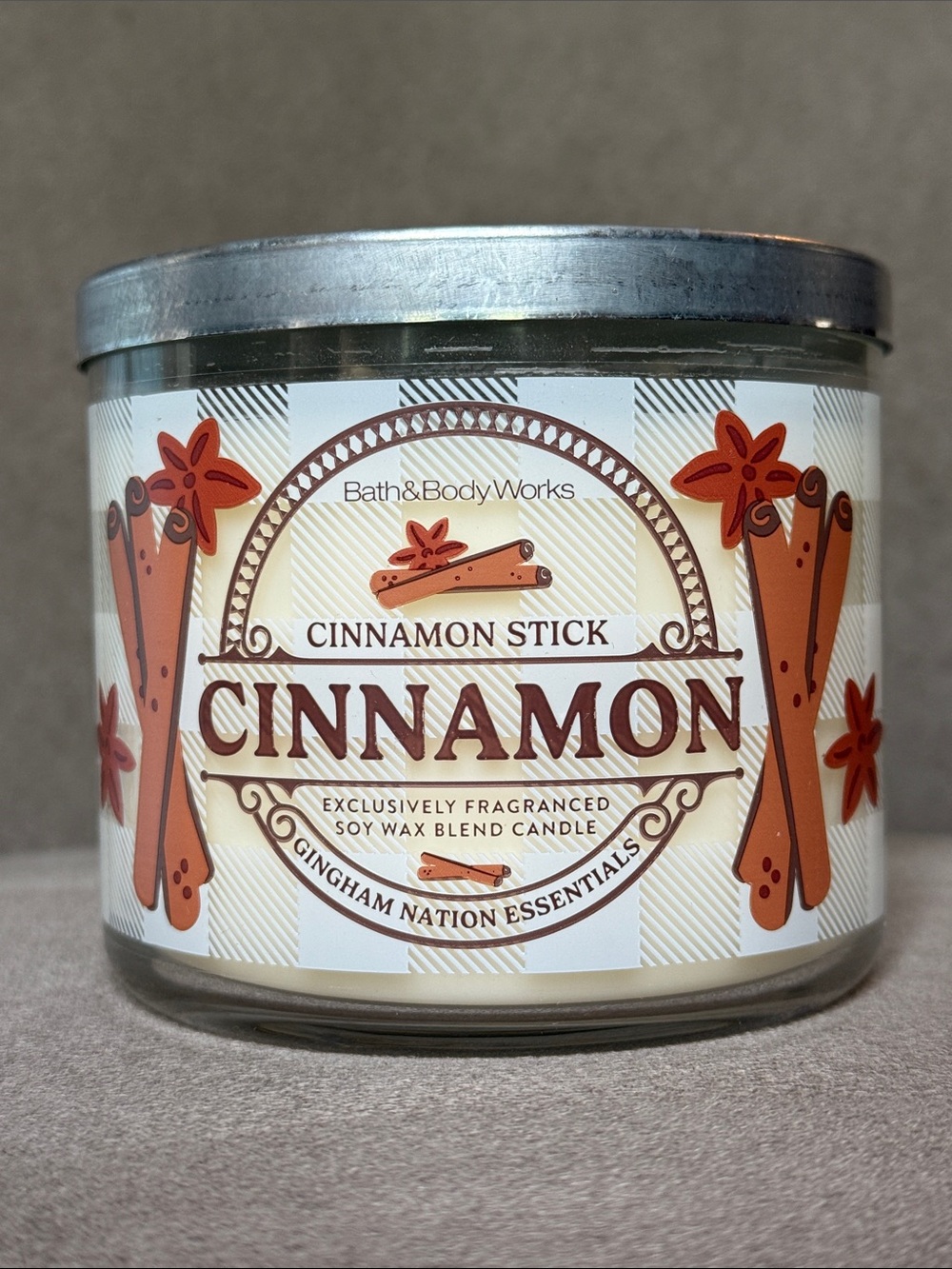 Bath & Body Works Cinnamon Stick 3 Wick Candle With Decorative Galvanized Lid